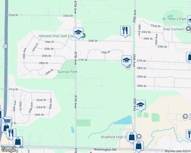 map of restaurants, bars, coffee shops, grocery stores, and more near 4328 29th Street in Kenosha