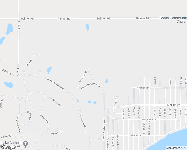 map of restaurants, bars, coffee shops, grocery stores, and more near 1640 Ryder Cup Road in Lake Geneva