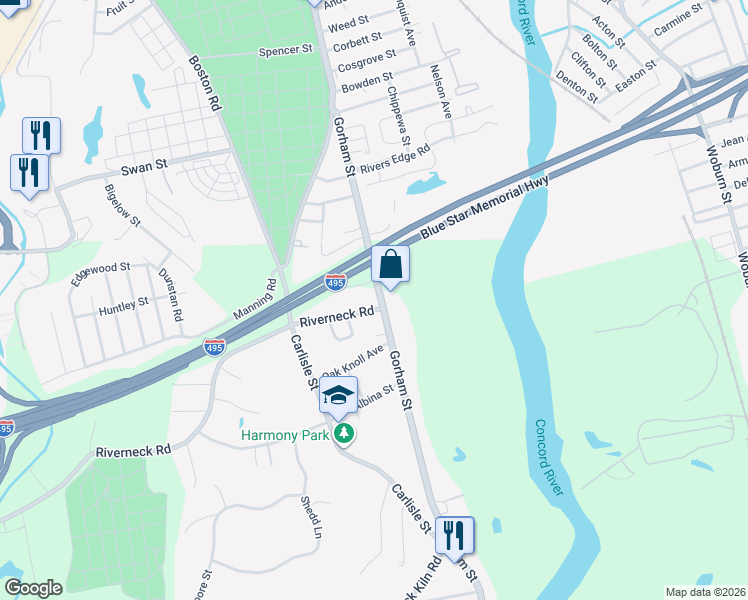 map of restaurants, bars, coffee shops, grocery stores, and more near in Chelmsford