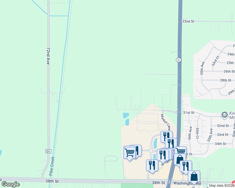 map of restaurants, bars, coffee shops, grocery stores, and more near 6420 31st Street in Kenosha