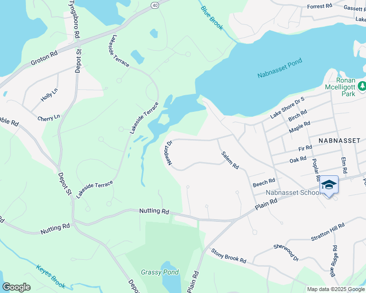 map of restaurants, bars, coffee shops, grocery stores, and more near 45 Newport Drive in Westford