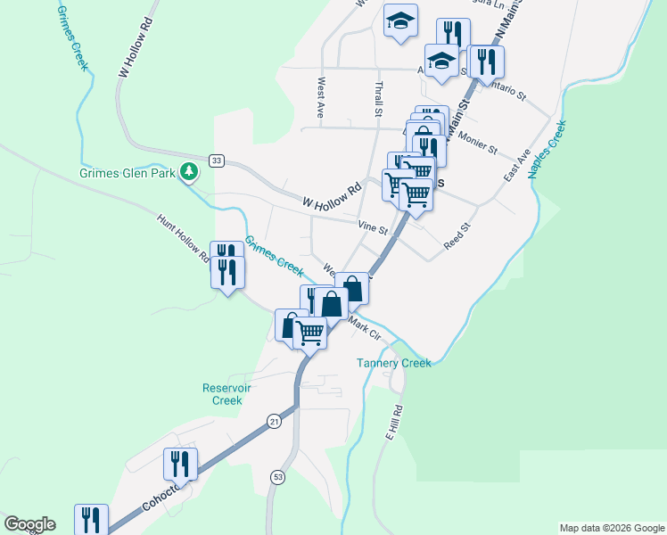 map of restaurants, bars, coffee shops, grocery stores, and more near 7 Weld Street in Naples