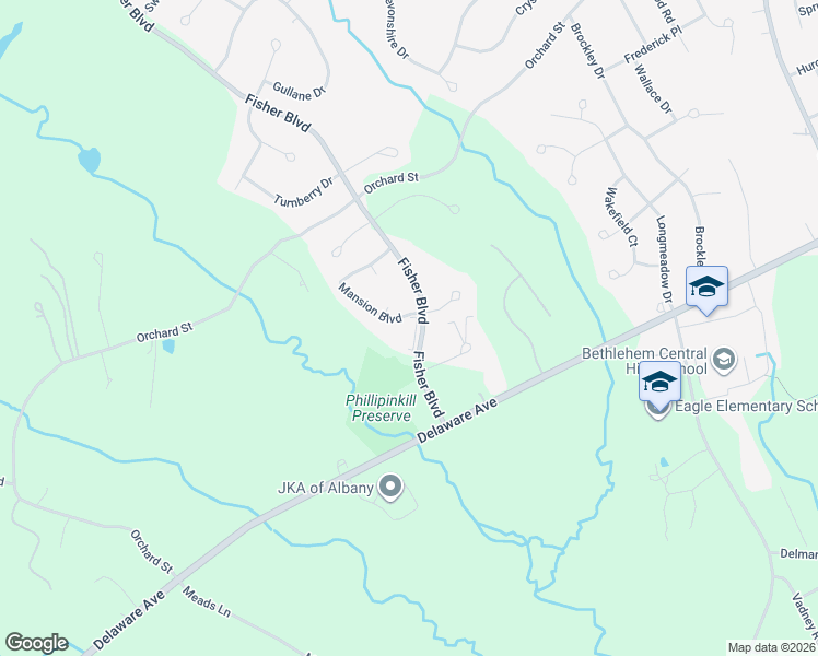 map of restaurants, bars, coffee shops, grocery stores, and more near 266 Fisher Boulevard in Delmar