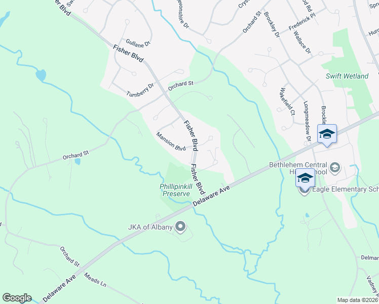 map of restaurants, bars, coffee shops, grocery stores, and more near 266 Fisher Boulevard in Delmar