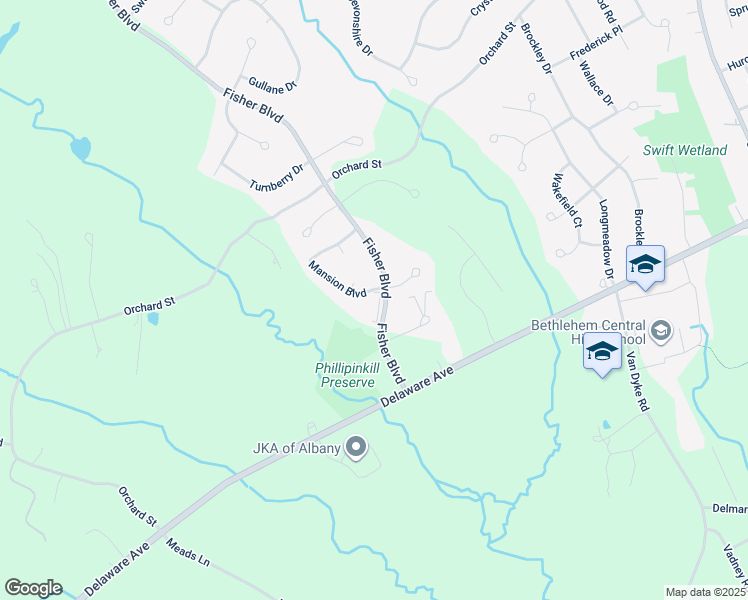 map of restaurants, bars, coffee shops, grocery stores, and more near 266 Fisher Boulevard in Delmar