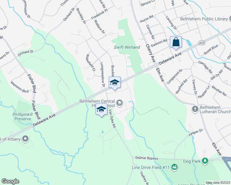 map of restaurants, bars, coffee shops, grocery stores, and more near 700 Delaware Avenue in Delmar