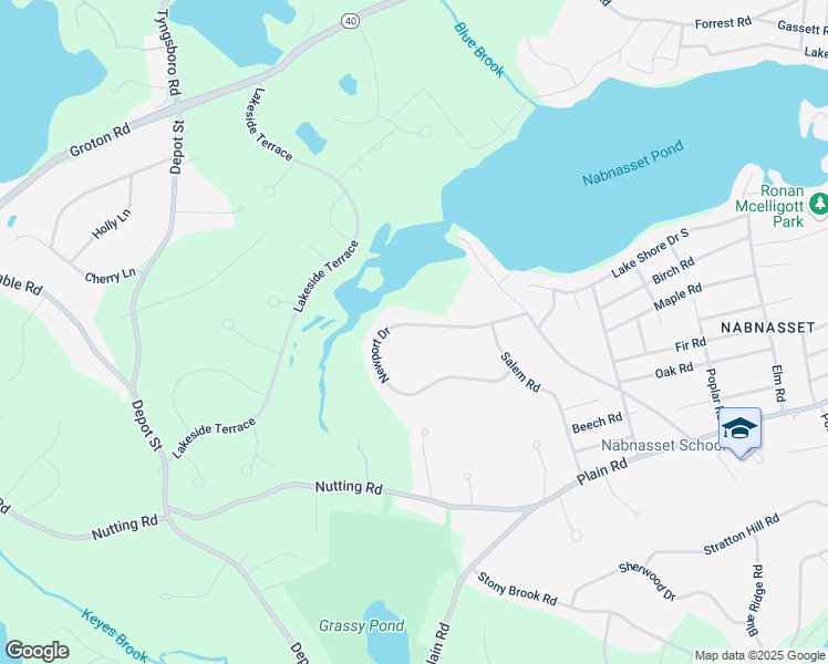 map of restaurants, bars, coffee shops, grocery stores, and more near 45 Newport Drive in Westford
