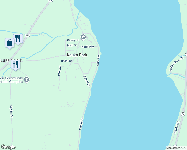 map of restaurants, bars, coffee shops, grocery stores, and more near 4326 Lake Avenue in Keuka Park