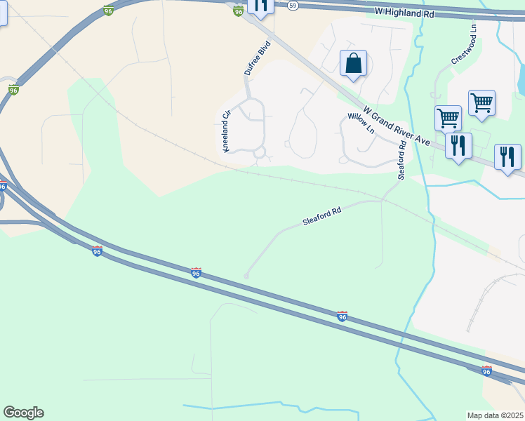 map of restaurants, bars, coffee shops, grocery stores, and more near 635 Sleaford Road in Howell