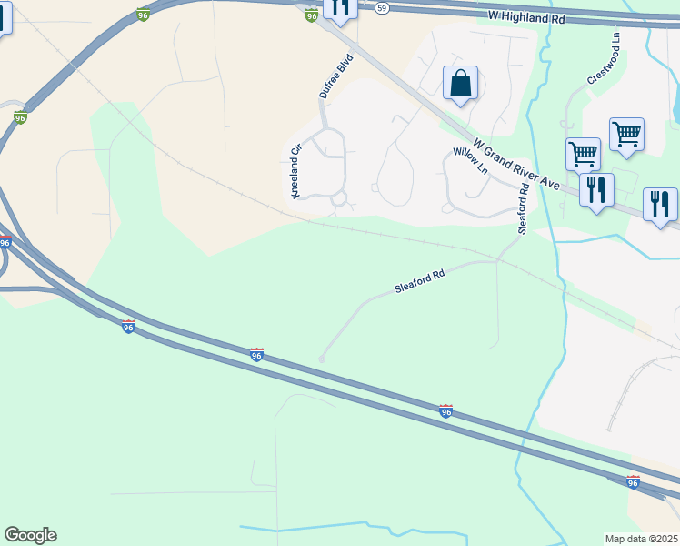 map of restaurants, bars, coffee shops, grocery stores, and more near 635 Sleaford Road in Howell