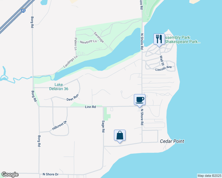 map of restaurants, bars, coffee shops, grocery stores, and more near 6355 Oak Valley Circle in Delavan