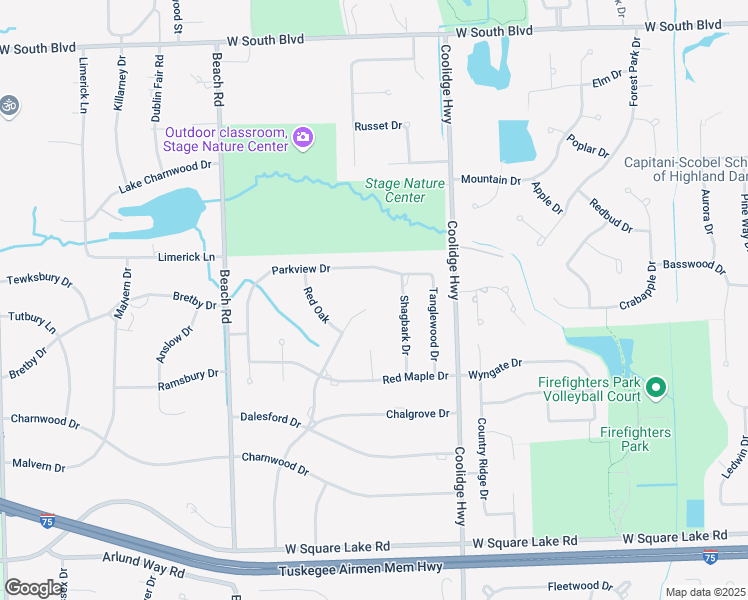 map of restaurants, bars, coffee shops, grocery stores, and more near 6493 Glyndebourne Drive in Troy