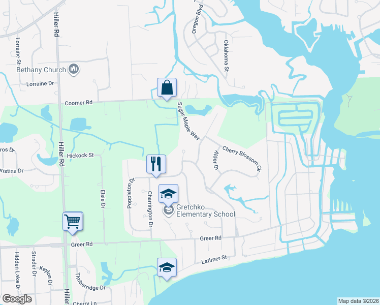 map of restaurants, bars, coffee shops, grocery stores, and more near 1690 Poppleton Drive in West Bloomfield Township