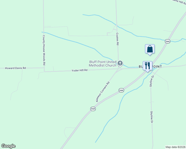 map of restaurants, bars, coffee shops, grocery stores, and more near 3245-3277 Yoder Hill Road in Keuka Park