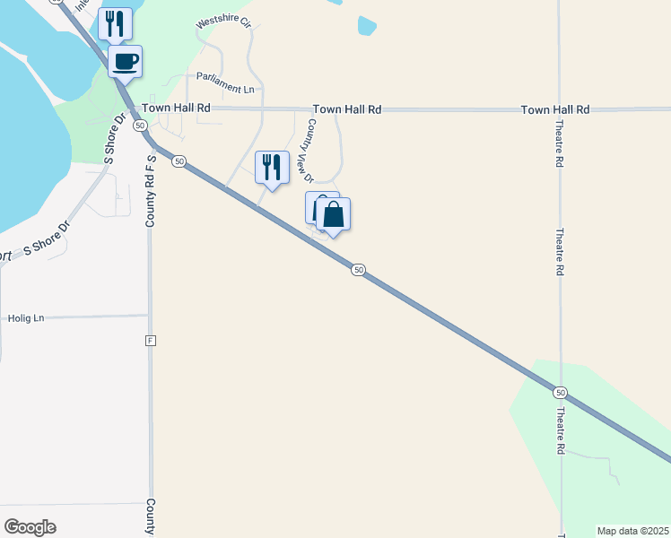 map of restaurants, bars, coffee shops, grocery stores, and more near 2351 Wisconsin 50 in Delavan