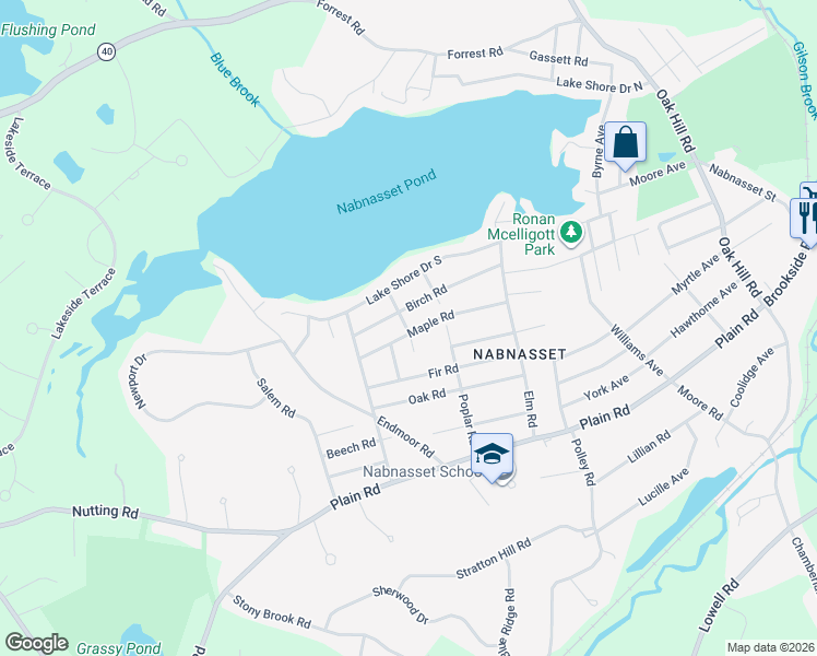 map of restaurants, bars, coffee shops, grocery stores, and more near 11 Chestnut Road in Westford