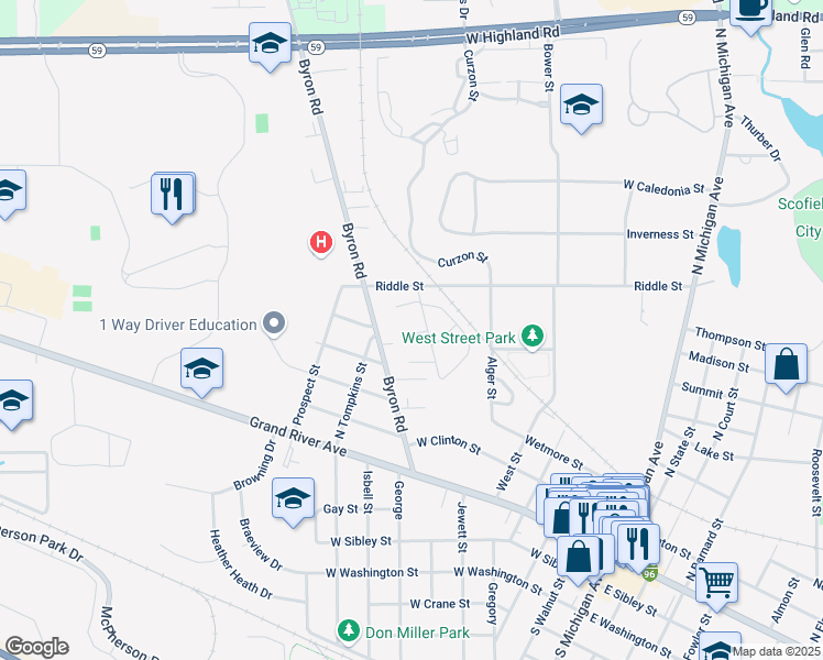 map of restaurants, bars, coffee shops, grocery stores, and more near 428 Greenwich Drive in Howell
