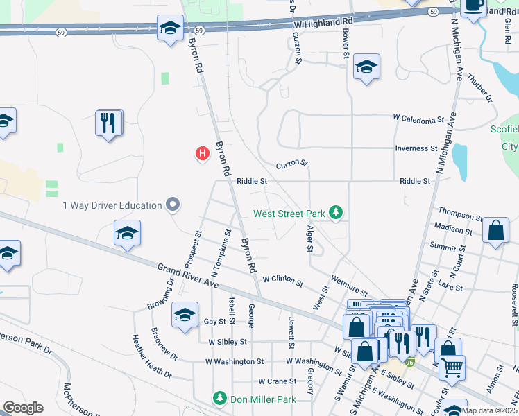map of restaurants, bars, coffee shops, grocery stores, and more near 428 Greenwich Drive in Howell