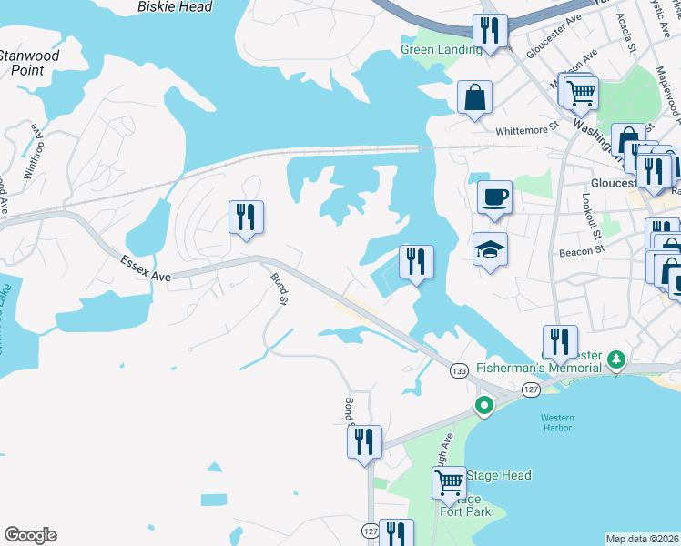 map of restaurants, bars, coffee shops, grocery stores, and more near 6 Julian Road in Gloucester