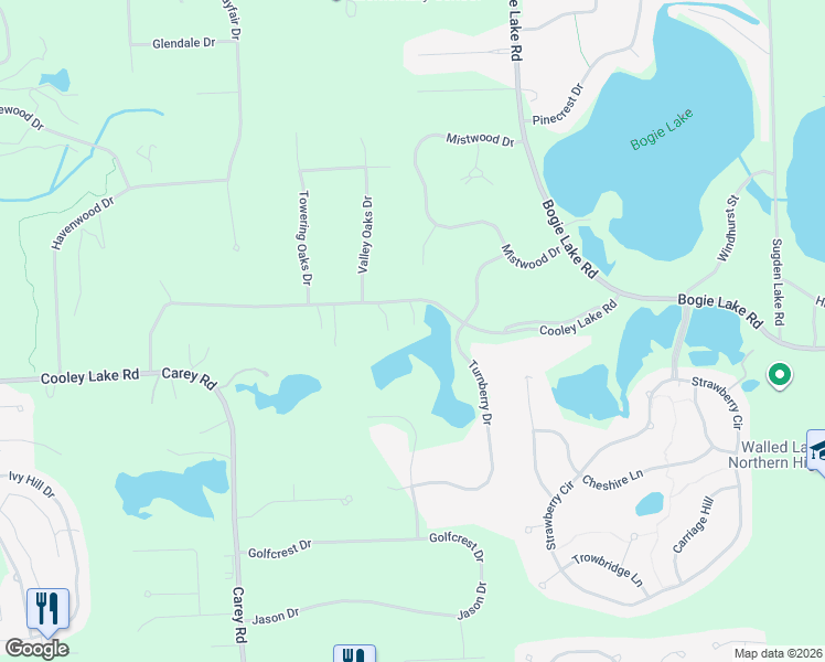map of restaurants, bars, coffee shops, grocery stores, and more near 7000 Cooley Lake Road in White Lake charter Township