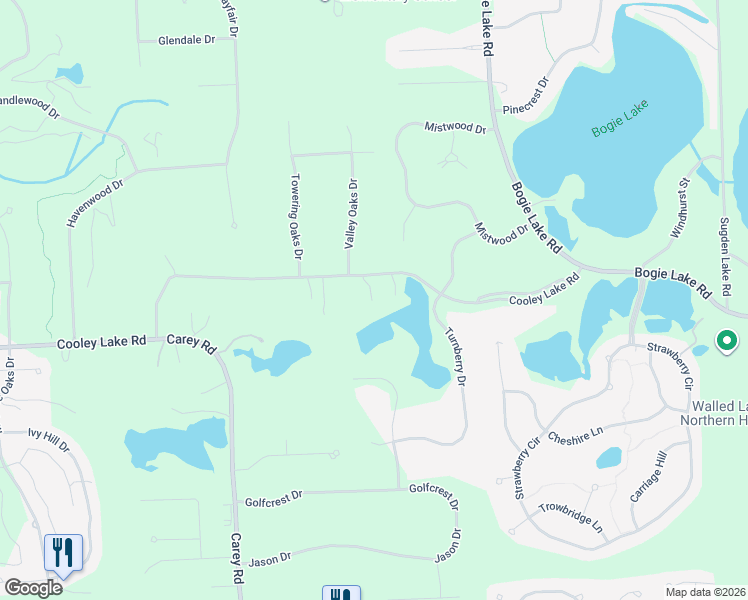 map of restaurants, bars, coffee shops, grocery stores, and more near 7000 Cooley Lake Road in White Lake charter Township
