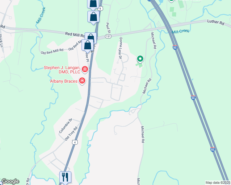 map of restaurants, bars, coffee shops, grocery stores, and more near 25 Donna Lynn Drive in East Greenbush