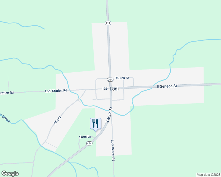 map of restaurants, bars, coffee shops, grocery stores, and more near South Main Street & West Seneca Street in Lodi
