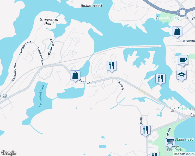 map of restaurants, bars, coffee shops, grocery stores, and more near 75 Lepage Lane in Gloucester