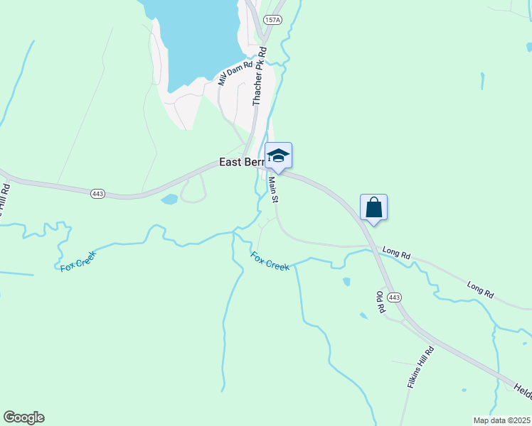 map of restaurants, bars, coffee shops, grocery stores, and more near 65 Main Street in East Berne