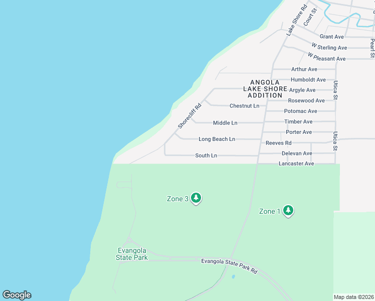 map of restaurants, bars, coffee shops, grocery stores, and more near 25 South Lane in Angola