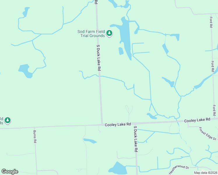 map of restaurants, bars, coffee shops, grocery stores, and more near 2725 South Duck Lake Road in Highland Charter Township