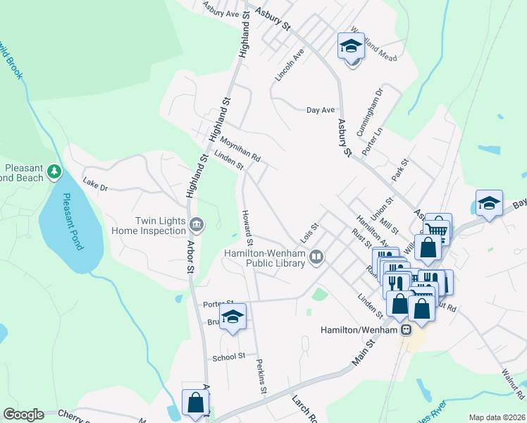 map of restaurants, bars, coffee shops, grocery stores, and more near 222 Linden Street in Hamilton