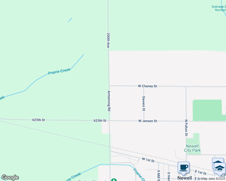 map of restaurants, bars, coffee shops, grocery stores, and more near 655-699 West Chaney Street in Newell