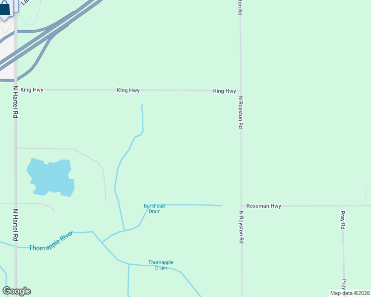 map of restaurants, bars, coffee shops, grocery stores, and more near 5640 King Highway in Potterville