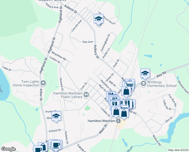 map of restaurants, bars, coffee shops, grocery stores, and more near 75 Rust Street in Hamilton