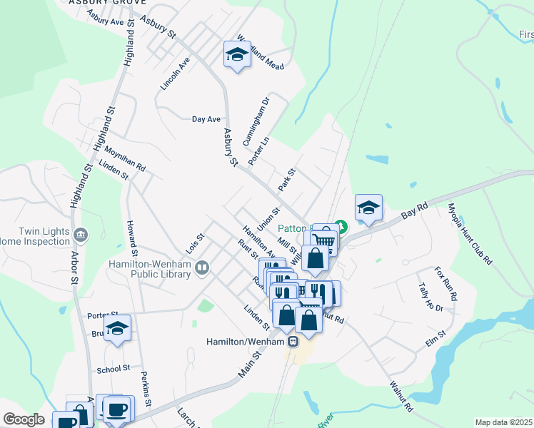 map of restaurants, bars, coffee shops, grocery stores, and more near 86 Union Street in Hamilton