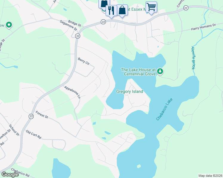 map of restaurants, bars, coffee shops, grocery stores, and more near 245 Echo Cove Road in Hamilton
