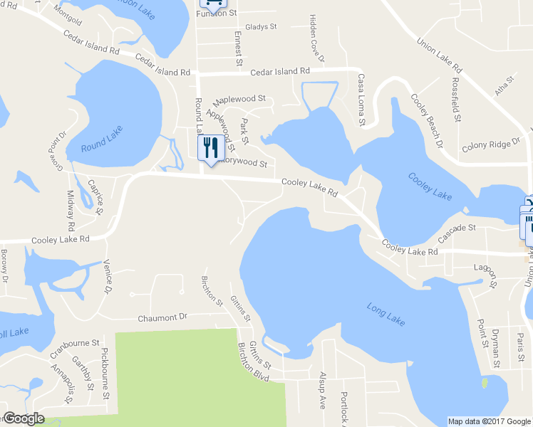 map of restaurants, bars, coffee shops, grocery stores, and more near 9119 Longcroft Street in White Lake charter Township