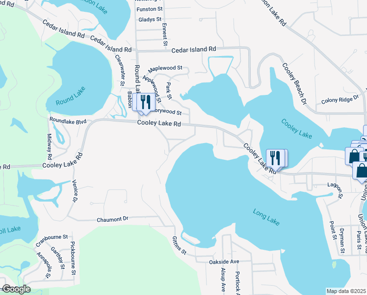 map of restaurants, bars, coffee shops, grocery stores, and more near 9119 Longcroft Street in White Lake charter Township