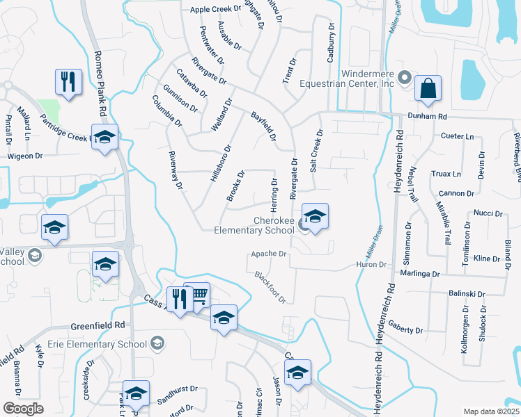 map of restaurants, bars, coffee shops, grocery stores, and more near 19794 Driftwood Drive in Macomb County