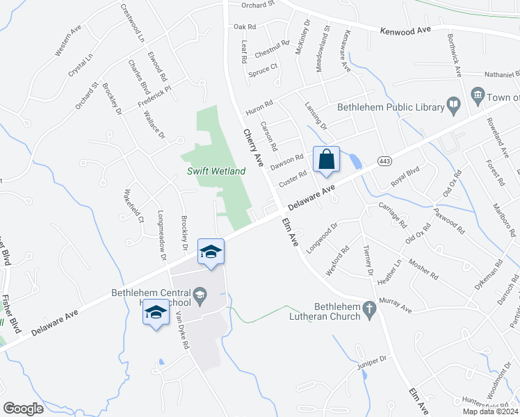 map of restaurants, bars, coffee shops, grocery stores, and more near 645 Delaware Avenue in Delmar