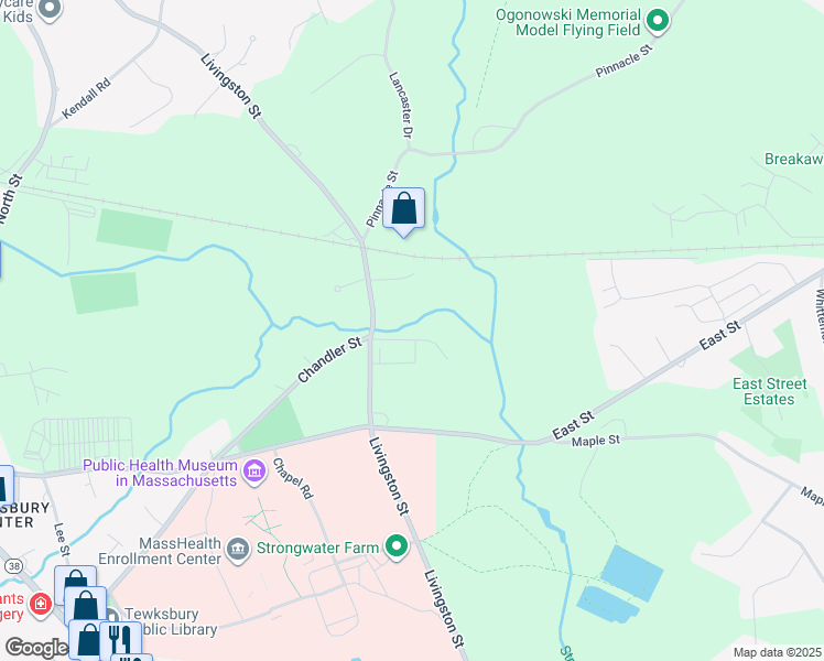 map of restaurants, bars, coffee shops, grocery stores, and more near 100 Donny Martel Way in Tewksbury