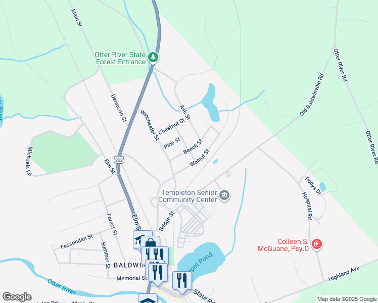 map of restaurants, bars, coffee shops, grocery stores, and more near 34 Claire Avenue in Templeton