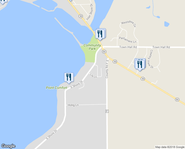 map of restaurants, bars, coffee shops, grocery stores, and more near 1432 Lily Lane in Delavan