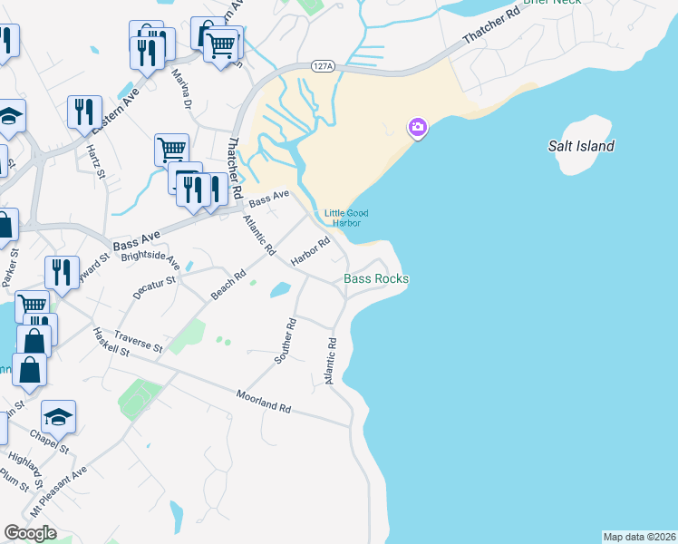 map of restaurants, bars, coffee shops, grocery stores, and more near in Gloucester
