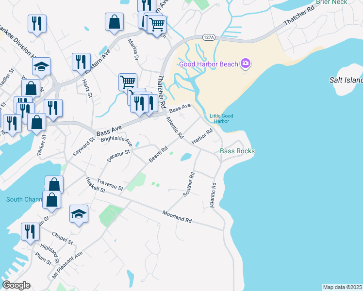 map of restaurants, bars, coffee shops, grocery stores, and more near in Gloucester
