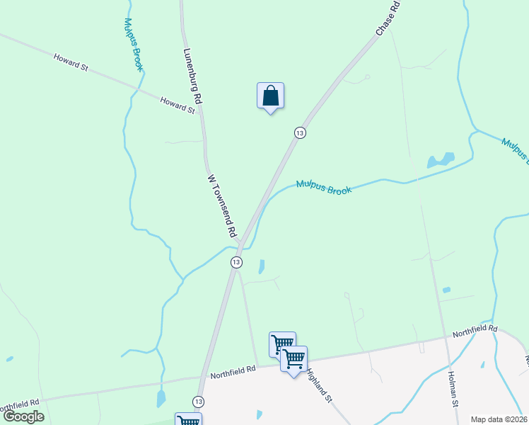 map of restaurants, bars, coffee shops, grocery stores, and more near 576 Chase Road in Lunenburg