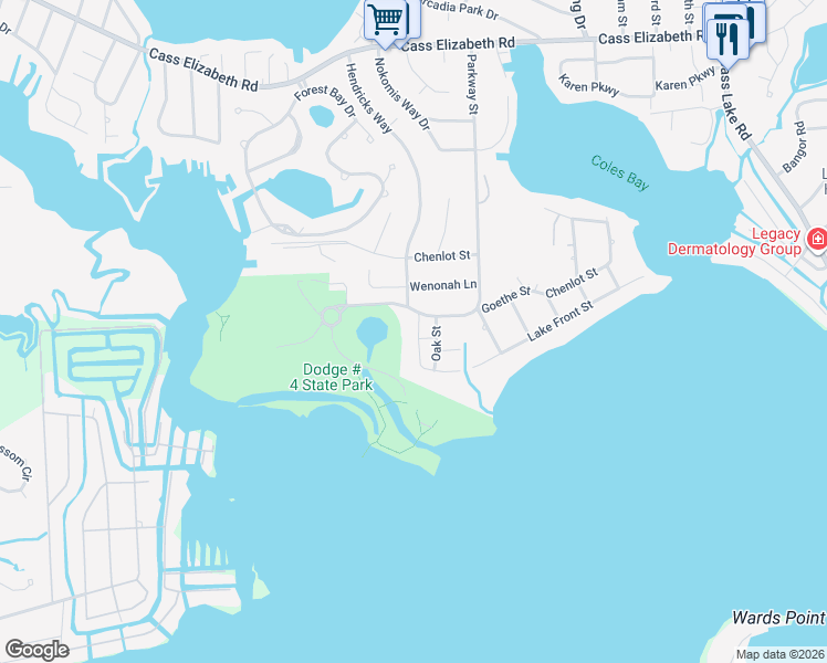 map of restaurants, bars, coffee shops, grocery stores, and more near 1560 Fullerton Drive in Waterford charter Township