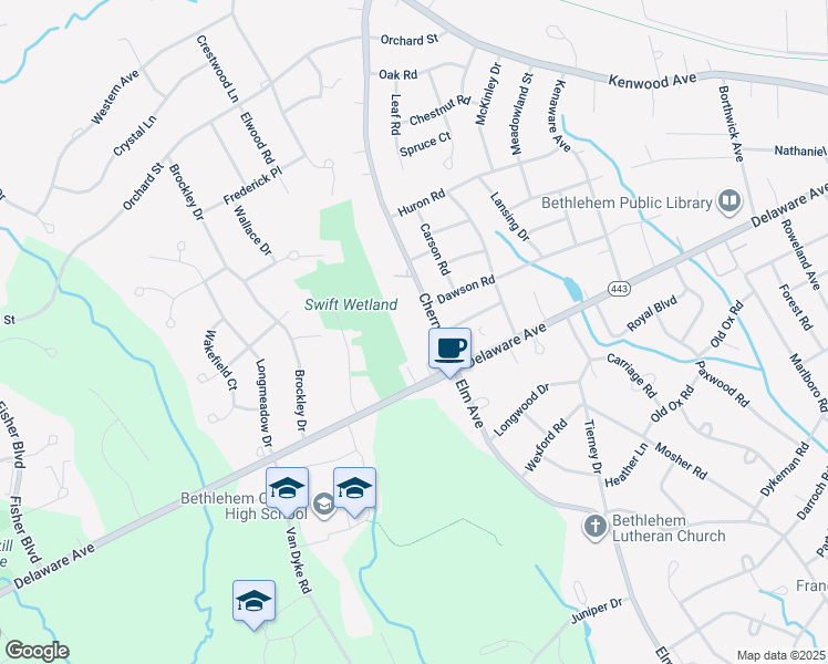 map of restaurants, bars, coffee shops, grocery stores, and more near 141 Cherry Avenue in Delmar