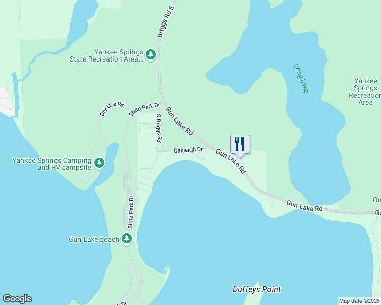 map of restaurants, bars, coffee shops, grocery stores, and more near 11255 Oakleigh Drive in Middleville